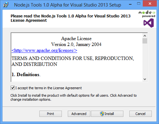 Node.js Tools for VS2012\2013(NTVS) 12-19-2014 官方最新版_VS編寫(xiě)Node.js應(yīng)用程序的插件 0