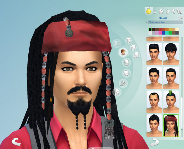 模擬人生4(The Sims 4)男性加勒比海盜杰克船長頭發(fā)MOD 綠色版 0