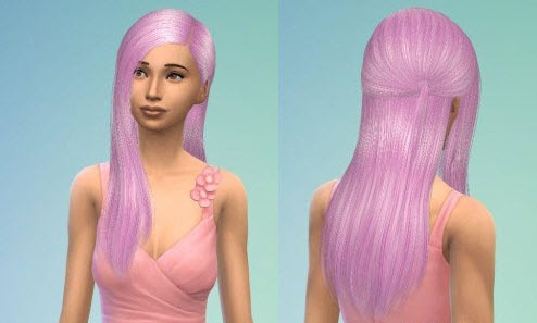 模擬人生4(The Sims 4)紫色長發(fā)后小辮mod 綠色版 0