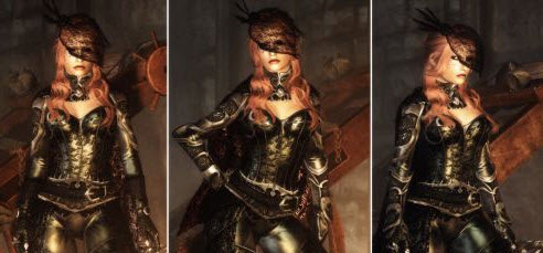 上古卷軸5緊身低胸女皮甲mod 綠色版 0