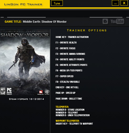 中土世界暗影魔多十四項修改器 v1.0 綠色版 0