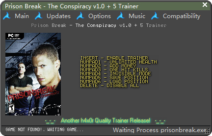 越獄之陰謀五項(xiàng)修改器 +5 綠色版 0