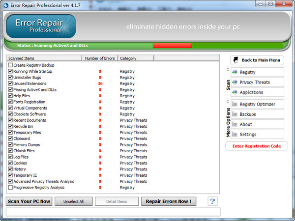 Error Repair Pro(注冊(cè)表修復(fù)工具) v4.18 英文綠色特別版 0