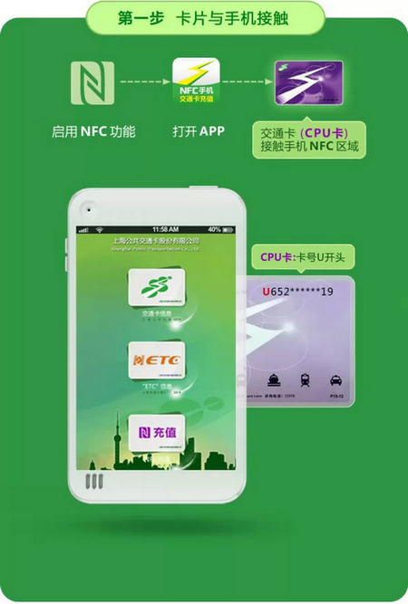 上海交通卡APP開(kāi)啟NFC手機(jī)充值功能