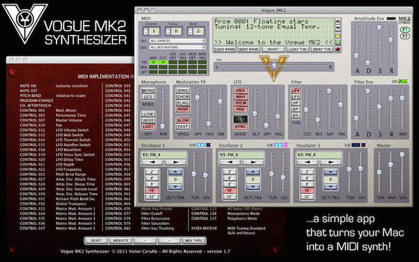 八音獨(dú)立合成器 for mac v1.8.6 蘋果電腦版_Vogue MK2 Synthesizer 0