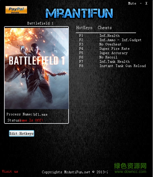 戰(zhàn)地1九項(xiàng)修改器 v1.00 正式版 0