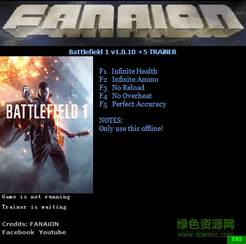 戰(zhàn)地1五項修改器 v1.0.10 綠色版 0