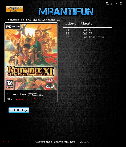 三國志11三項修改器 v1.0 MrAntiFun版 0
