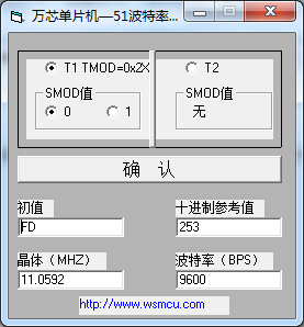 萬芯單片機(jī)51波特率計算工具 v1.0 綠色版 0