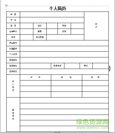 標(biāo)準(zhǔn)個人簡歷模板