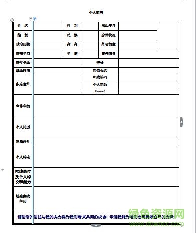 標(biāo)準(zhǔn)個人簡歷模板