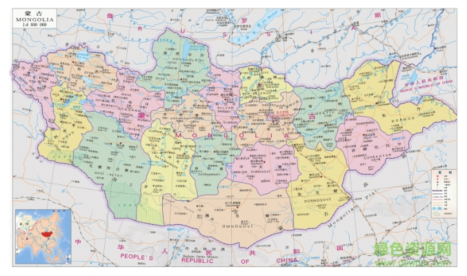 蒙古國地圖高清版大圖  0