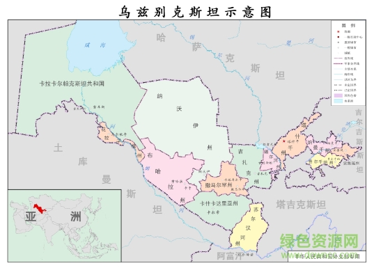 烏茲別克斯坦地圖中文版 jpg格式 0
