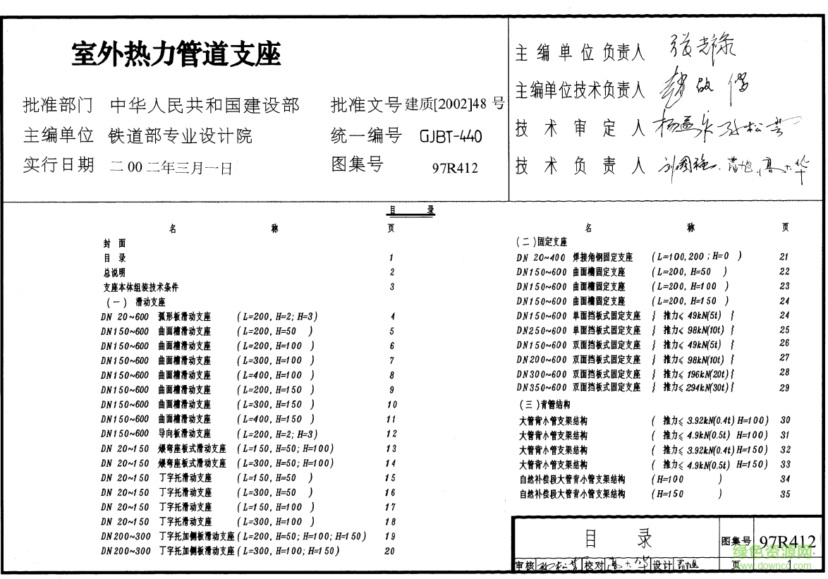 97R412室外熱力管道支座圖集 pdf高清電子版 0
