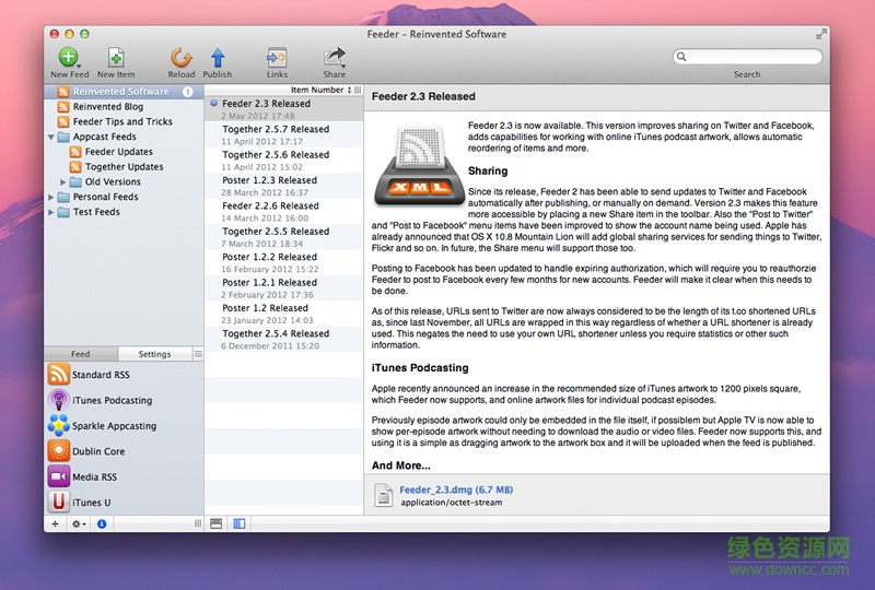 Feeder for mac(rss文檔編輯) v3.2.7 蘋果電腦版 0