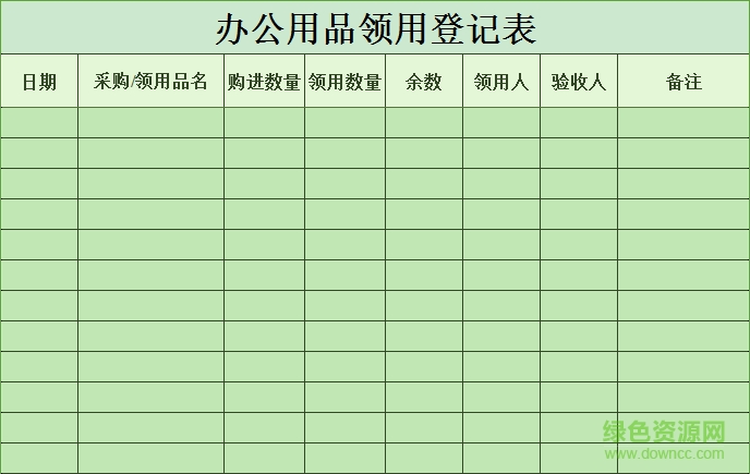 辦公用品領(lǐng)用登記表 入庫(kù)表  0