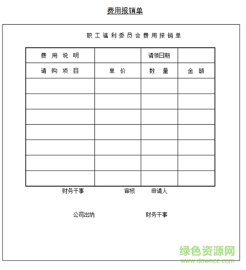 公司費(fèi)用報(bào)銷表格模板  0
