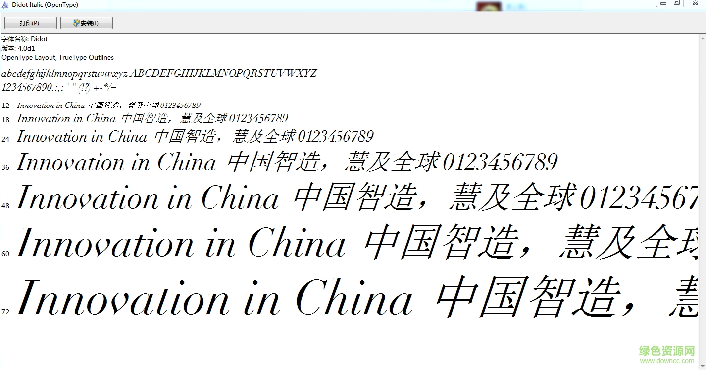 didot italic英文字體  0