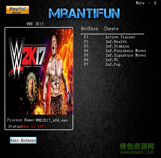 美國(guó)職業(yè)摔角聯(lián)盟2K17六項(xiàng)修改器 v1.06 綠色版 0