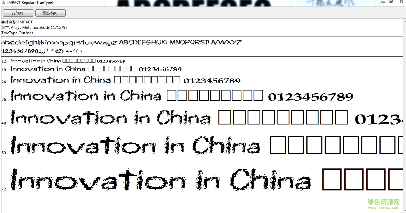 impact英文字體  0