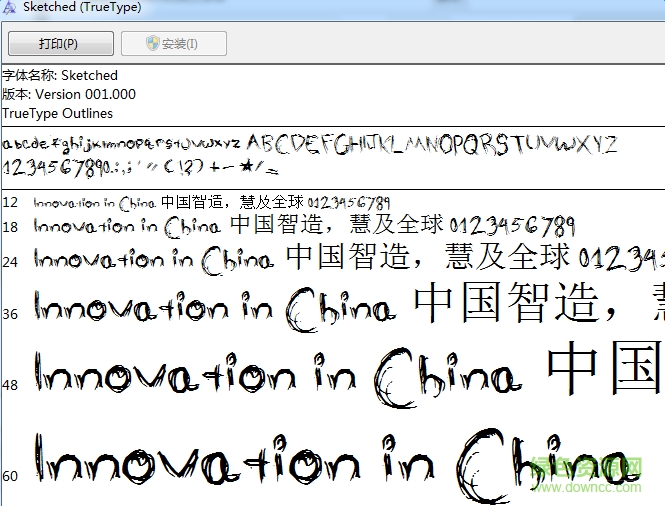 Sketched英文字體  0