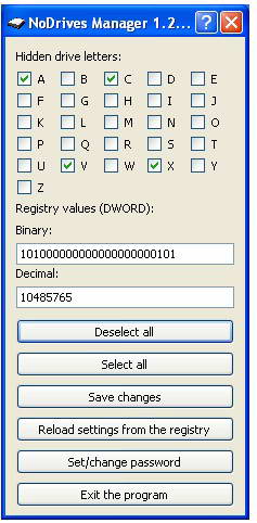 NoDrives Manager(隱藏硬盤分區(qū)工具) v1.2.0 綠色免費(fèi)版 0