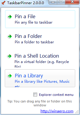 Taskbar Pinner(文件夾放到任務(wù)欄) v2.0 綠色免費版 0