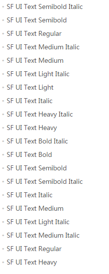 sfuitext 家族字體 mac