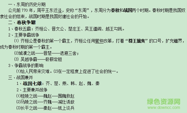 初中歷史知識點總結(jié)人教版最新 含北師大版 0