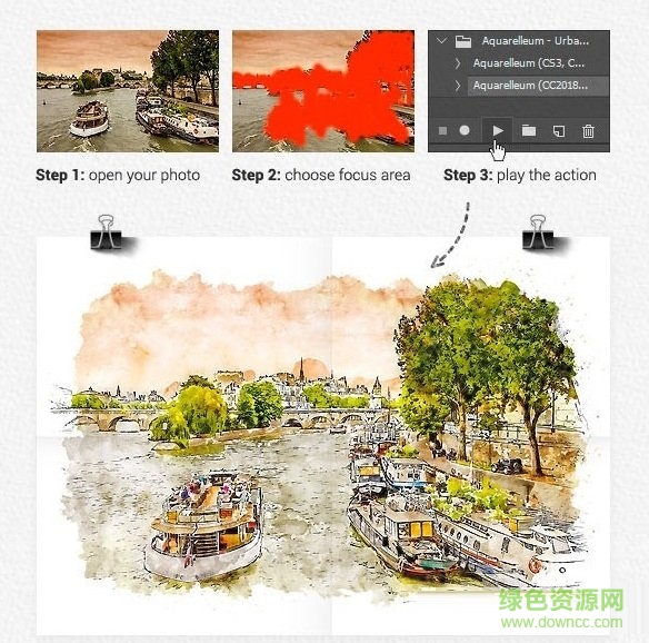 ps城市草圖水彩畫(huà)效果動(dòng)作