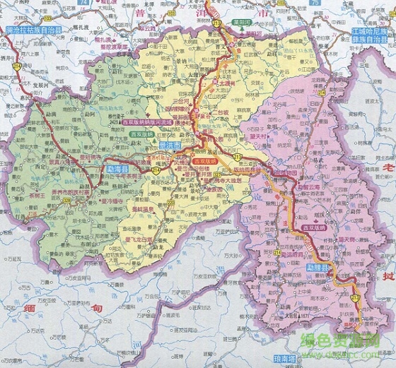 云南西雙版納地圖全圖