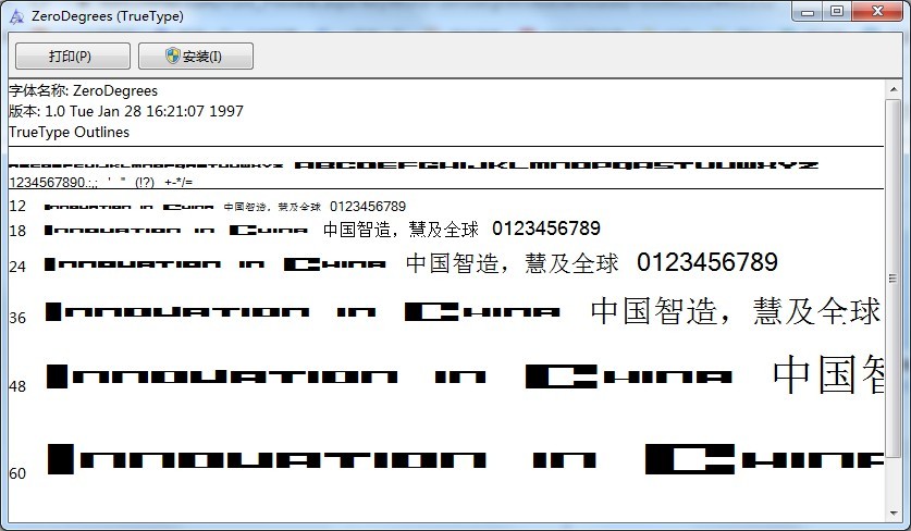 zerodegrees字體