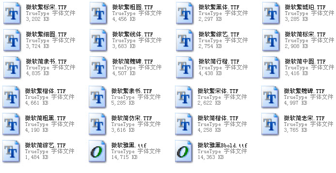 微軟字體打包 for mac版0